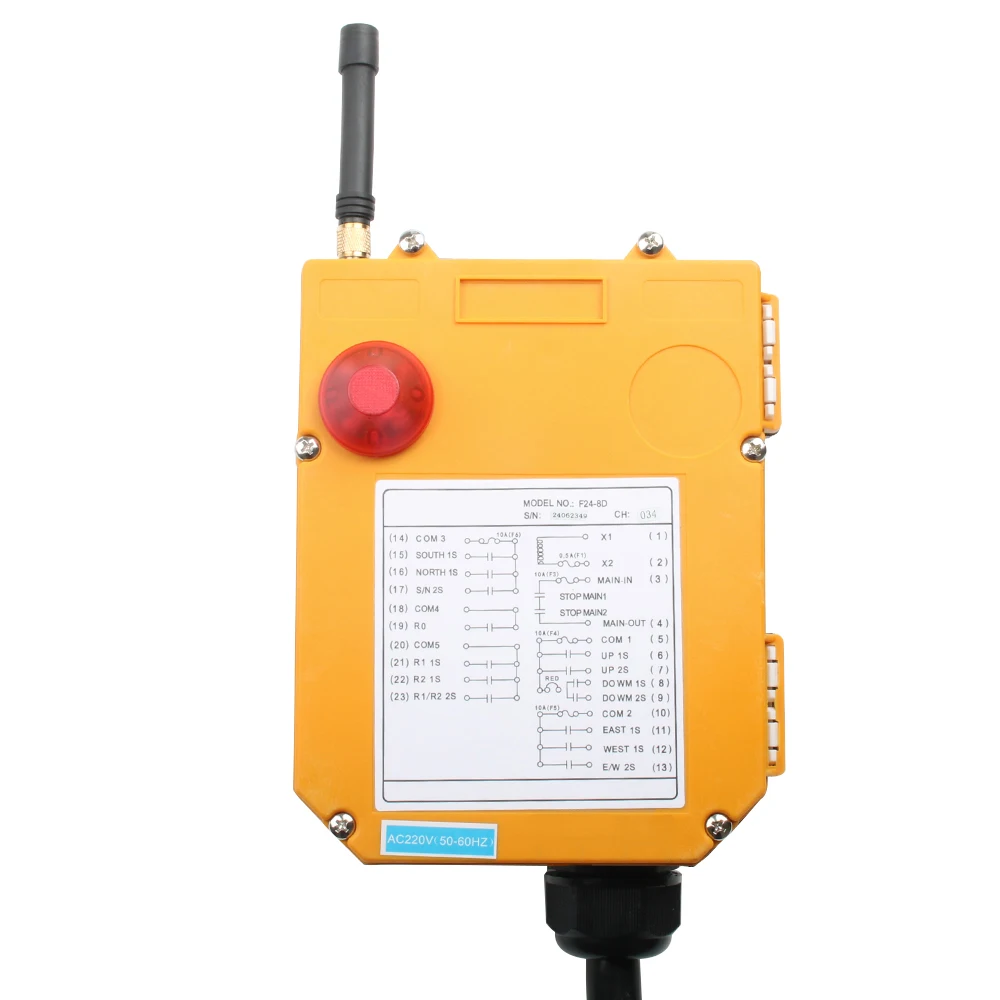 Imagem -05 - Interruptor do Controlador Remoto do Rádio sem Fio Industrial Guindaste de Condução Único Duplo Velocidade Dobro F248 10 12v 24v 110v 220v 380v