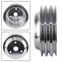 Polea de cigüeñal de aluminio, bomba de agua larga apta para BlockChevy LWP pequeño, bloque pequeño de 3 ranuras, manivela Chevy 350