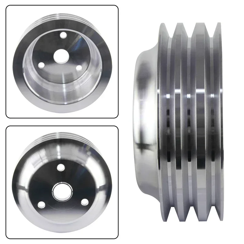 Aluminum Crankshaft Pulley Long Water Pump Fit for Small BlockChevy LWP 3 Groove Small Block Chevy 350 Crank