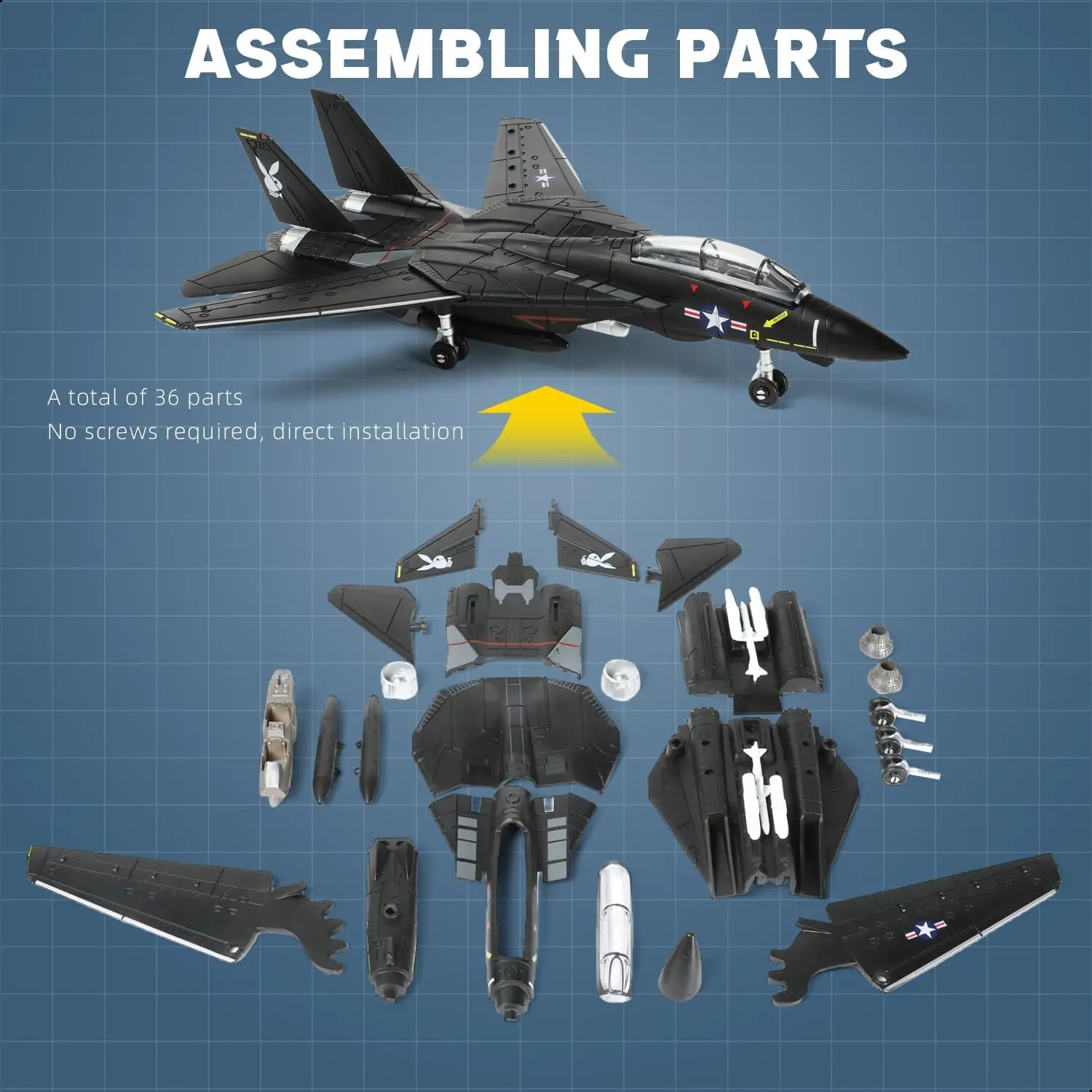 

Масштаб 1:72 F-14 Tomcat Fighter Jet Quick Building Model Kit Пластиковая модель самолета с подставкой Подарок для детей Костюм для рождения