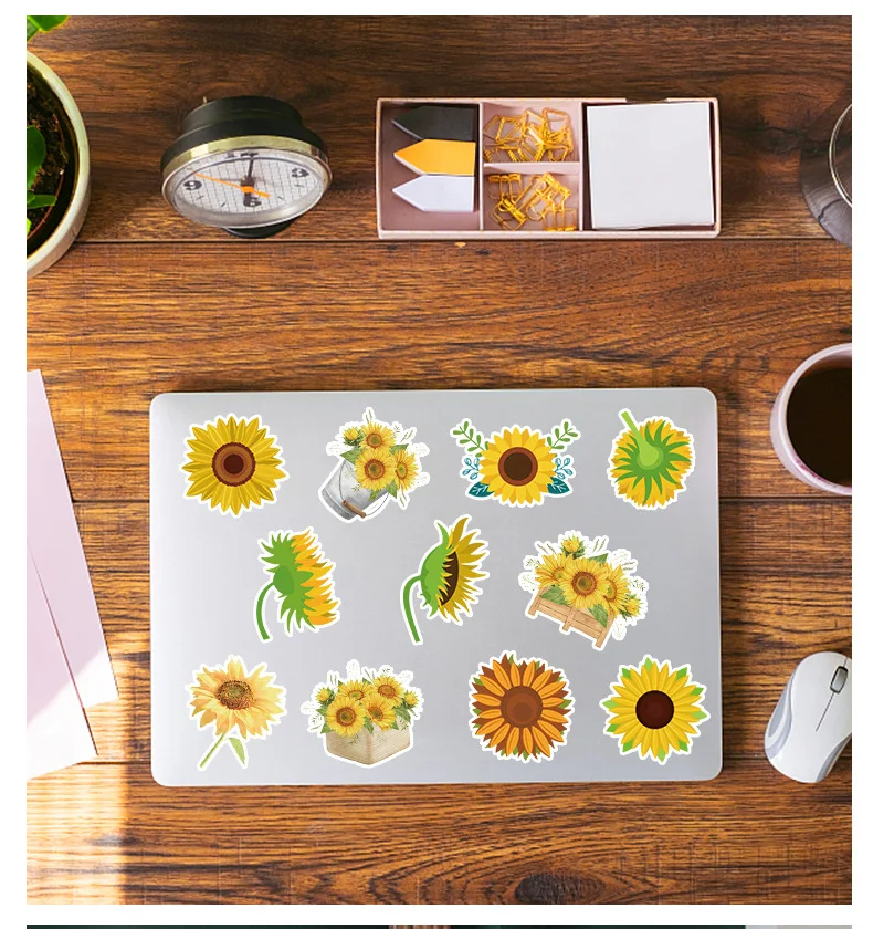 50Pcs Cartoon Sunflower Series Graffiti Stickers Suitable for Laptop Helmets Desktop Decoration DIY Stickers Toys Wholesale