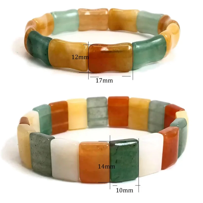 Natural Colorful Candy colored bones square oval quartz bracelet Rainbow Candy Stone Women Men's bracelet gift