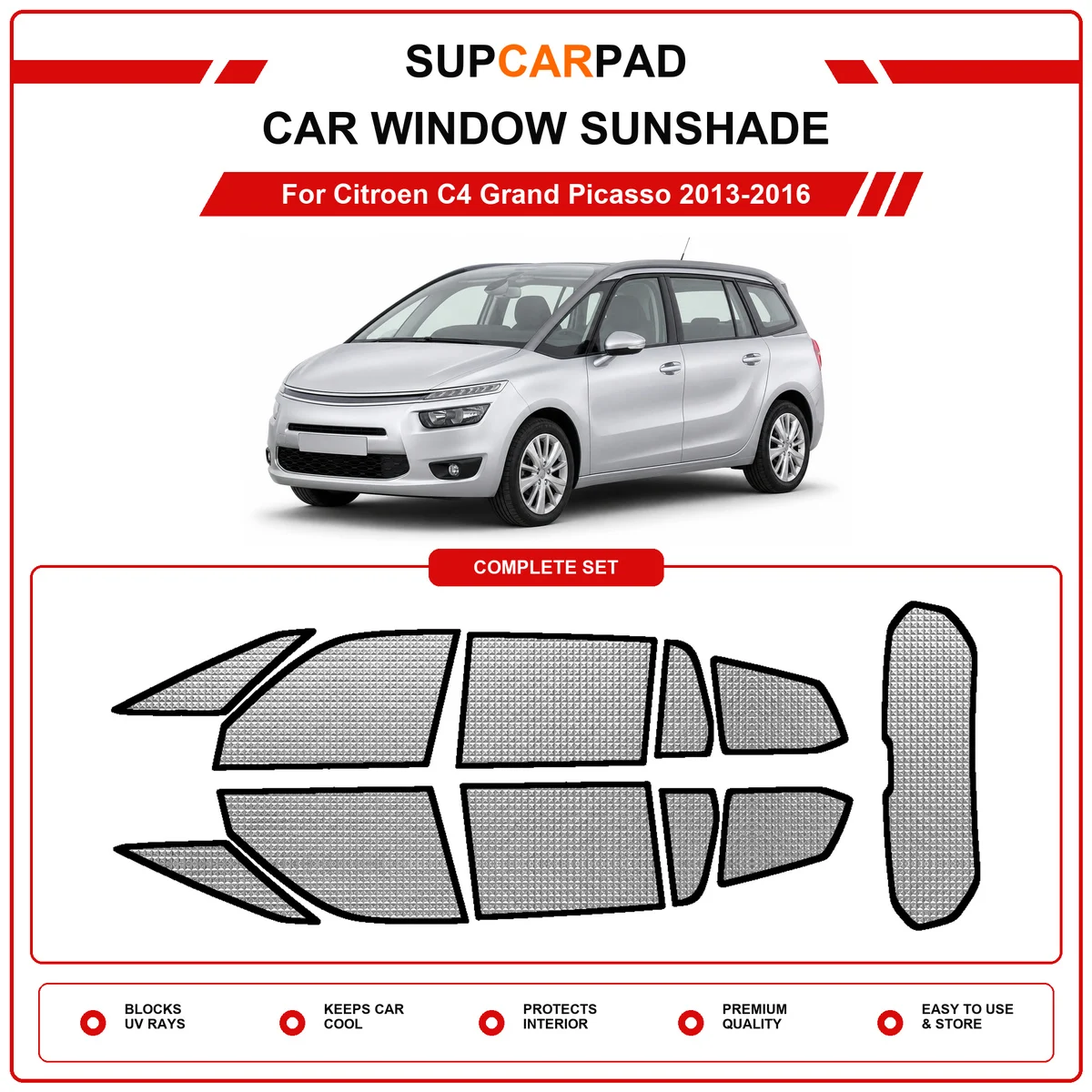 For Citroen C4 Grand Picasso 2013-2016 Pre‑Cut Auto Window Sunshade Anti‑UV Car Sun Visor Protector
