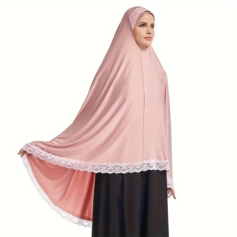 Fashion stretch lace robe enlarged and widened polyester sleeveless shawl Muslim ethnic clothing accessories