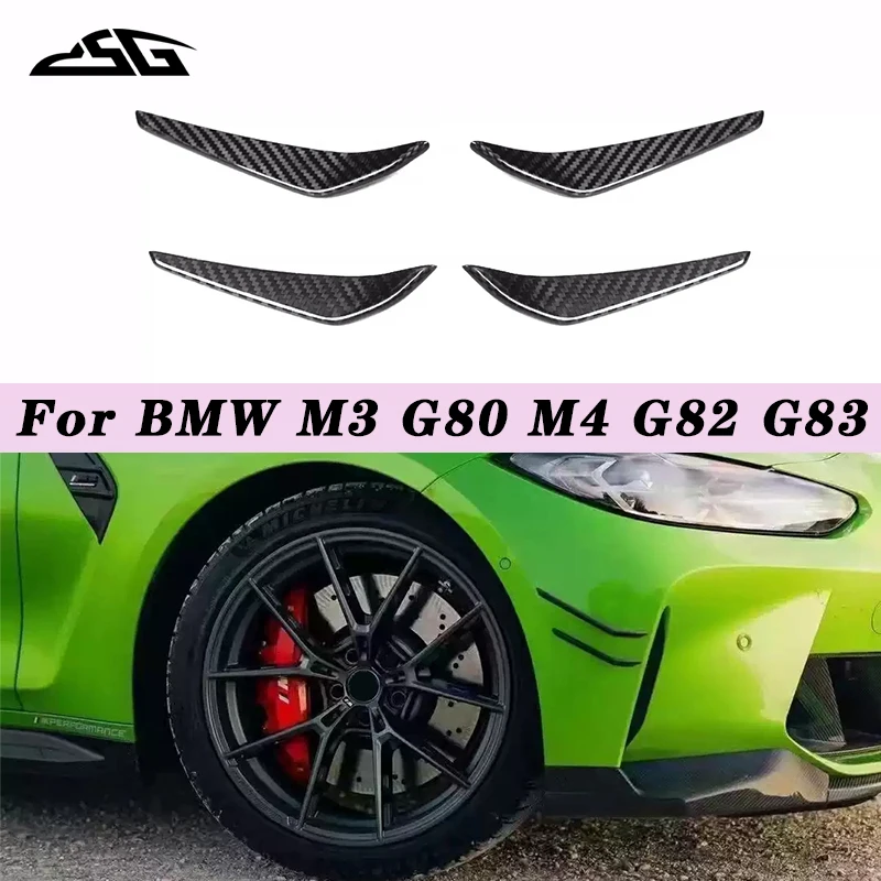 

Для BMW M3 G80 M4 G82 G83 Передний бампер из углеродного волокна Боковые плавники крыльев Автомобильные клапаны Фартук Накладка Canard Splitter Body Kit
