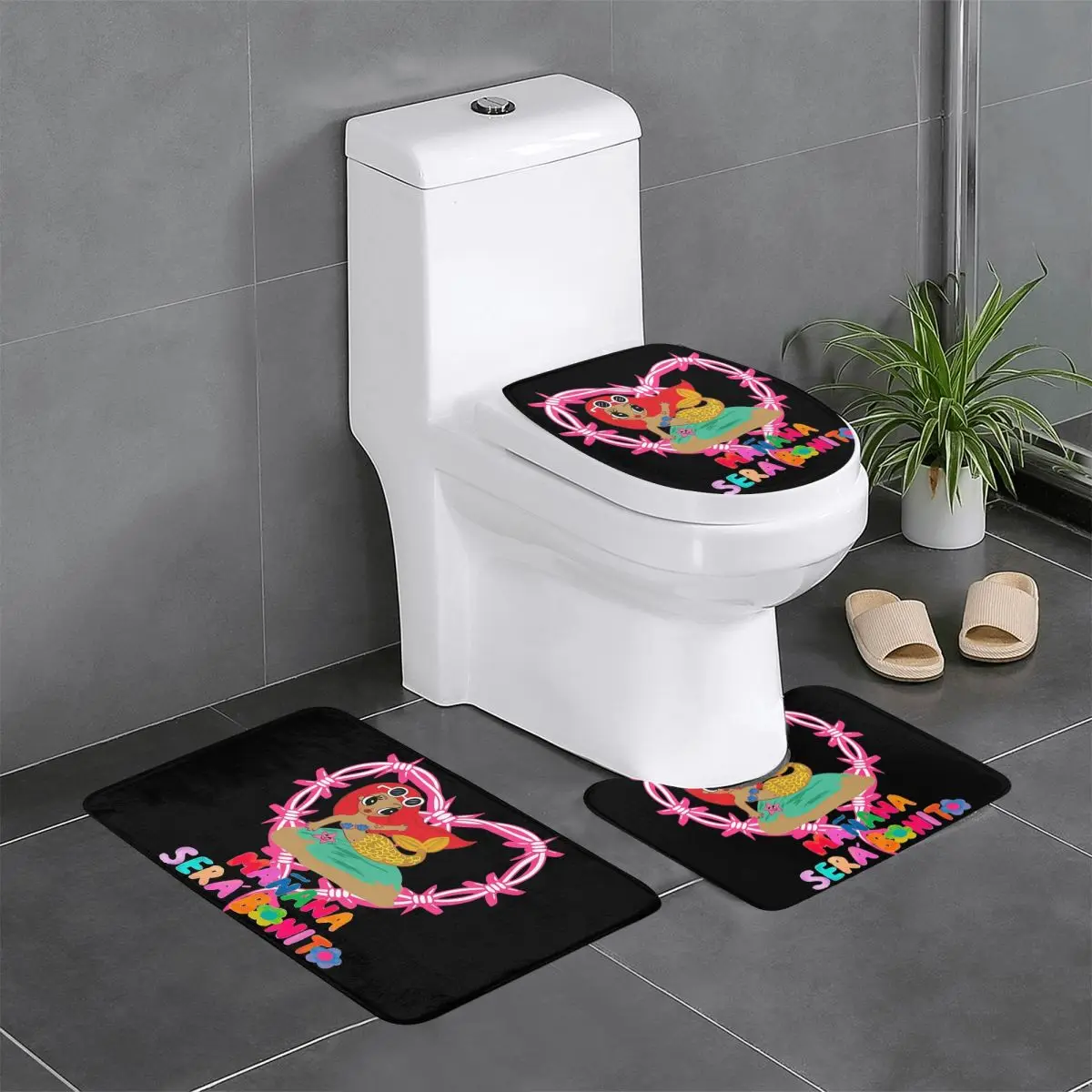 Custom Colombian Singer Karol G Manana Sera Bonito Bathroom Rugs Sets Non-Slip Absorbent 3 Pieces Bath Toilet Rugs Mats