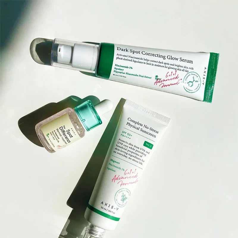 Corrector Coreano de Mancha Escura, Soro Clareador, Tratamento de Hiperpigmentação Completo Sem Estresse, Protetor Solar Físico, Brilho