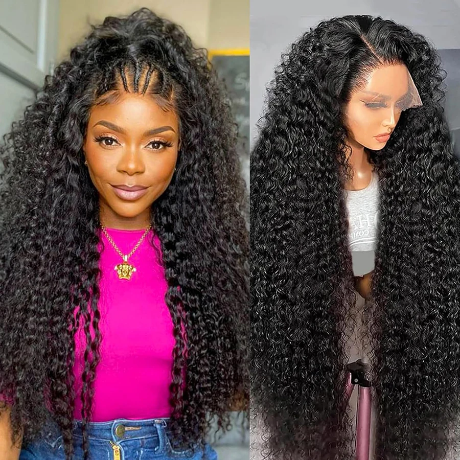 Curly Lace Front Human Hair Wigs Brazilian Deep Wave Bling Hair Wigs Preplucked 12a Grade Lace Frontal Human Hair Wig