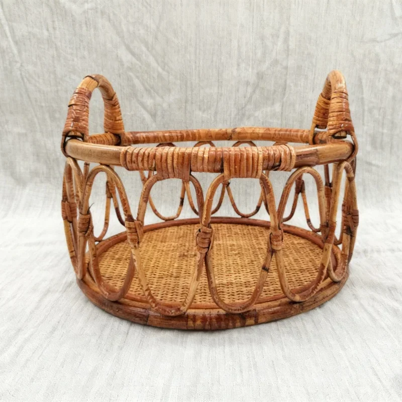Newborn Photography Props - Handmade Vintage Rattan Baby Sofa & Chair Posing Bed Unisex Photo Props for Baby Girl & Boy Shoots