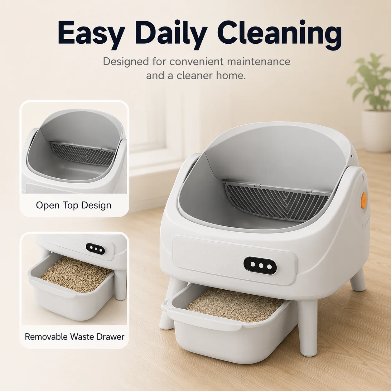 Efficient Shipping Semi-closed Smart Cat Litter Box 65L Capacity Easy Clean Automatic Cleaning Bulk Packing Design Low Freight
