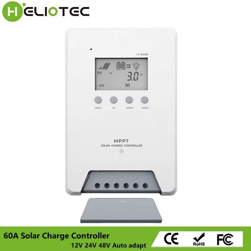 Imagem -02 - Controlador de Carga Solar Heliotec 30a 40a 60a 12v 24v 36v 48v para Vários Tipos de Battários