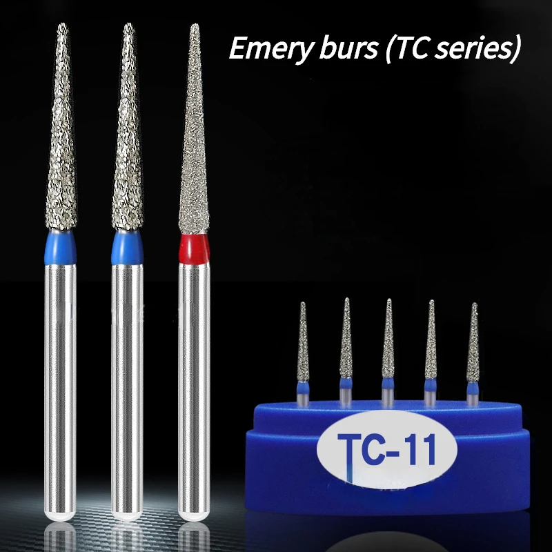 5Pcs/Box Dental Oral Dental  High Speed Handpiece Special Bur Gold Steel Sand TC Flat Head Cone Bur Dental Consumables Tool