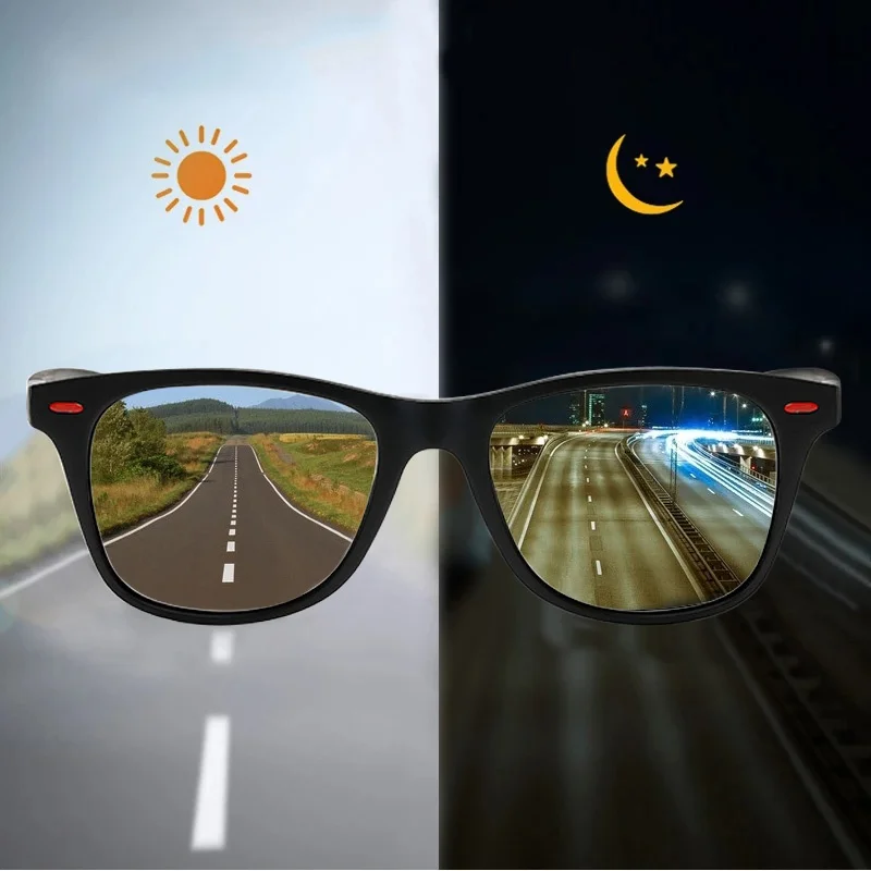 Lunettes de vision nocturne avec monture PC, lunettes de soleil pour hommes, lunettes de sport d'extérieur, lunettes de vision de jour et de nuit pour conducteur, lunettes de protection