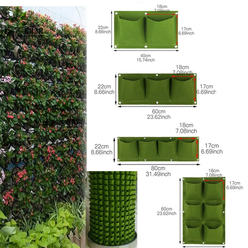 Wall Hanging Planting Bags Pockets Green Grow Bag Planter Vertical Garden Vegetable Living Bonsai Bag Flower Home Supply F1