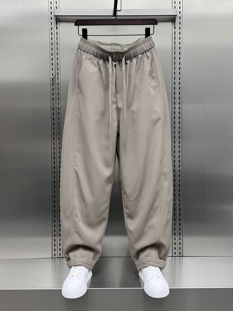 

Свободные повседневные брюки из ледяного шелка, мужские модные корейские версии, летние тонкие висячие свободные повседневные брюки