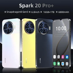 Spark 20 Pro + สมาร์ทโฟนหน้าจอ HD6.8 5G ของแท้ซิมคู่แอนดรอยด์ทุกรุ่นโทรศัพท์มือถือปลดล็อค