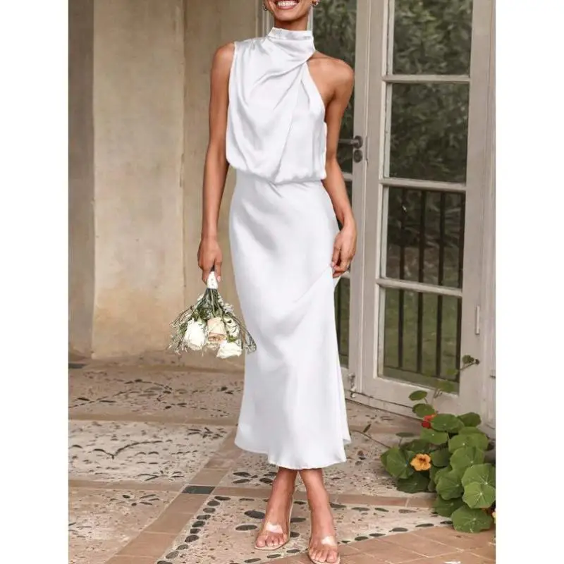 

Ele Summer Silk Dr T 28793 Women's Svel Fake Collar Dr Casual Sport Suit Autumn Seven Sve Long Brandl