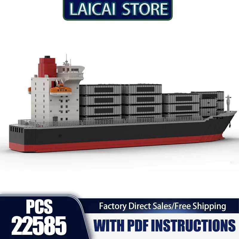 City Transport Model Moc Building Bricks Container Ship Cargo Model Technology Modular DIY Block Gift Christmas Holiday Toys