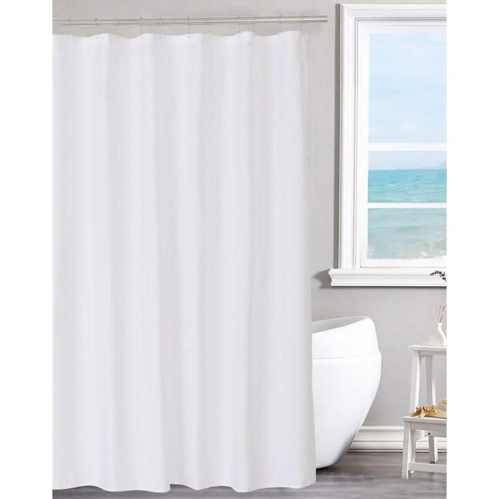 

Fabric Shower Curtain Liner Solid White with Magnets, Hotel Quality, Machine Washable, 70 x 72 inches for Bathroom