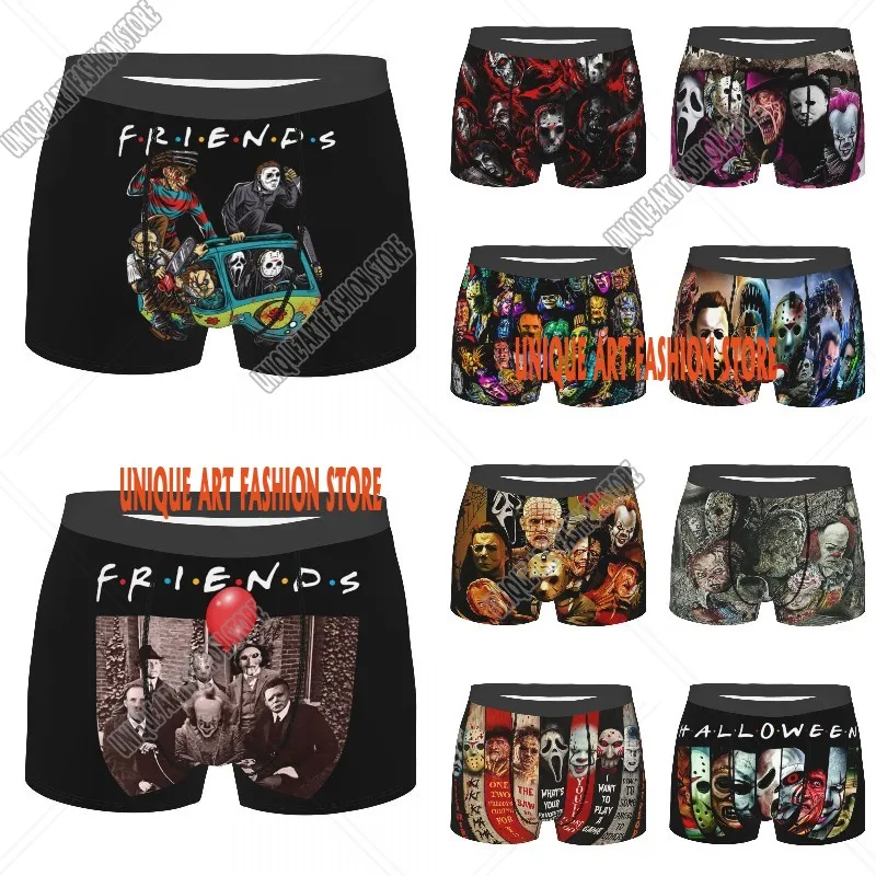 Horror Movie Friends Character Underwear Male Sexy Halloween Boxer Briefs Shorts Panties Soft Underpants