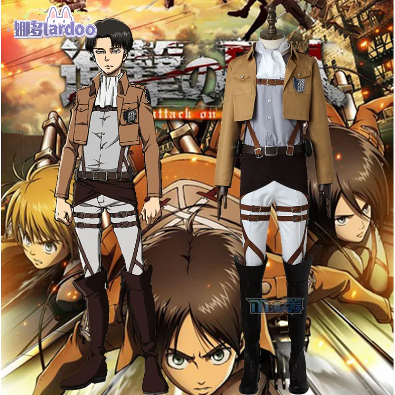 Anime Attack on Titan Cosplay Shingeki no Kyojin Jacket Recon Corps Leather Skirt Hookshot Belts Suspenders Ackerman Costume