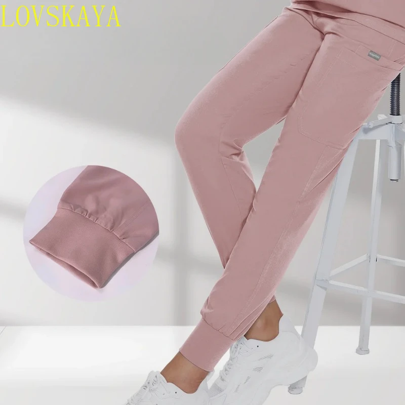 2024 frosted suit short sleeved top+long pants nursing suit women's pet store doctor frosted medical and surgical work suit set