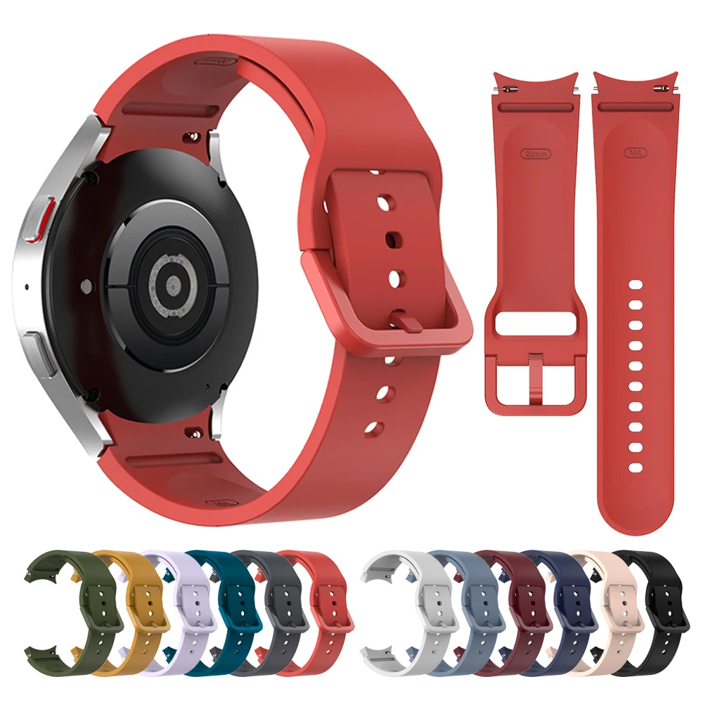 Newest Silicone Strap For Samsung Galaxy Watch 4/4 Classic/5 /5pro /6 /6classic Same Color Buckle Watchband No Gap Wristband