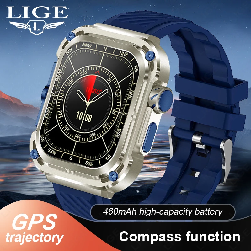 

LIGE New Compass Smart Watch Men ECG GPS Sport Fitness Tracker 460mAh Battery NFC Watch Waterproof Bluetooth Call Men Smartwatch