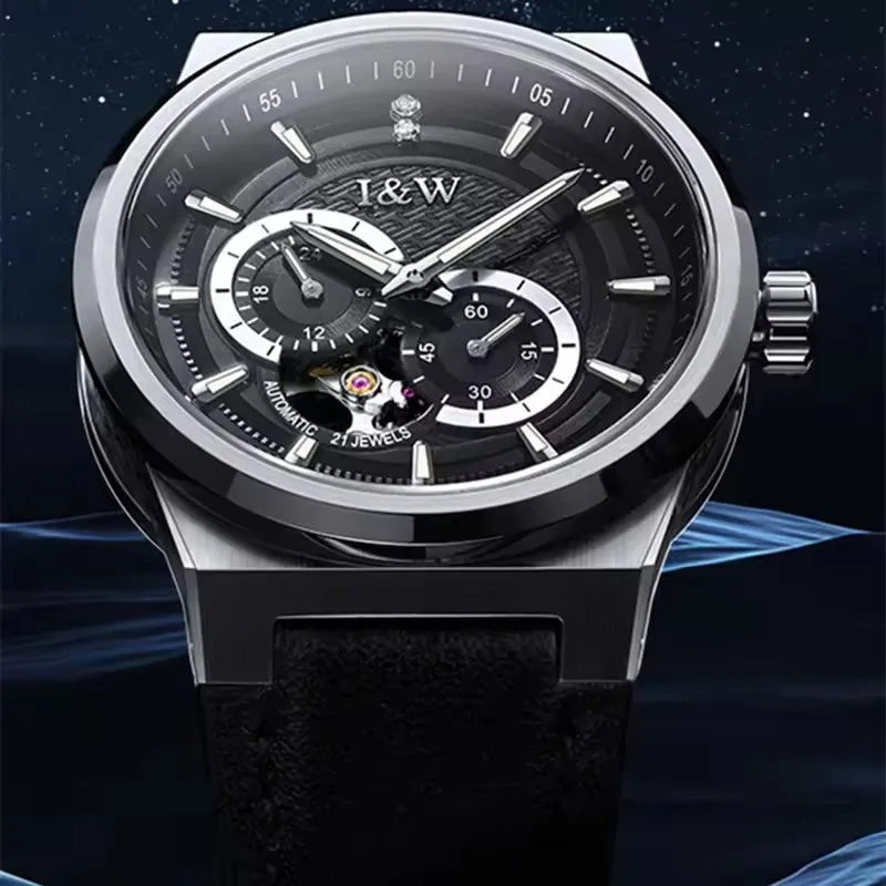 IW كرنفال الساعات الفاخرة للرجال FashionSimple مضيئة الياقوت مرآة الحركة التلقائية مقاوم للماء ساعات المعصم الميكانيكية #5
