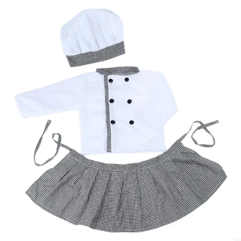 J2ff Newborn Cook Hat Cosplay Cosplay Cook Seragam Set Bayi Fotografi Aksesoris