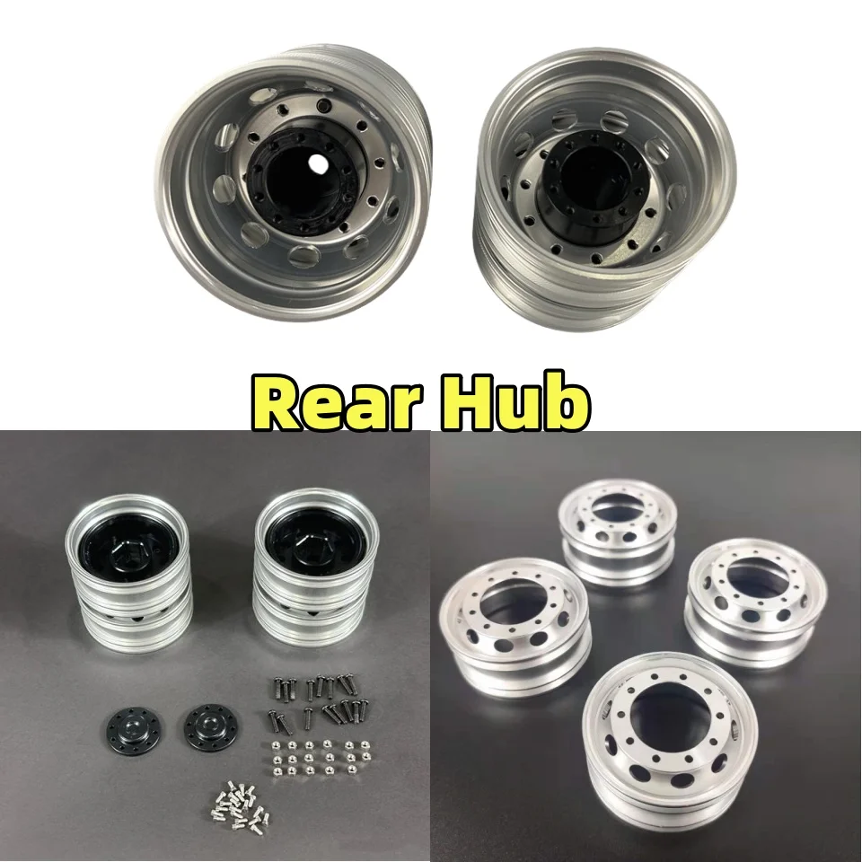 

Simulation Metal Rear Wheel Hub Upgrade For 1/ 14 Tamiya RC Lesu Scania Man ActrosTrailer Dump Truck DIY Parts
