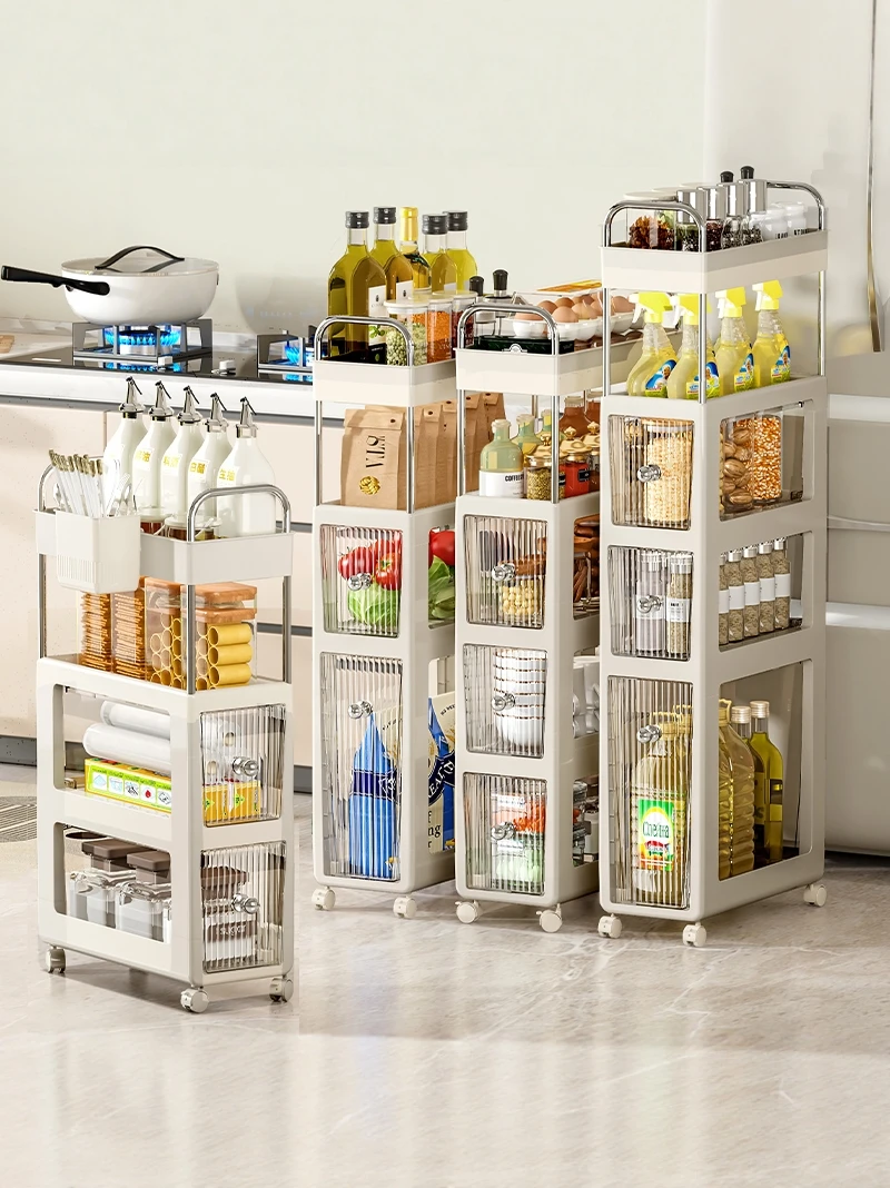 

Refrigerator Side Multi-Layer Mobile Cart Storage Ra Vegetable Basket Narrow Organizer Kitchen Storage Solution