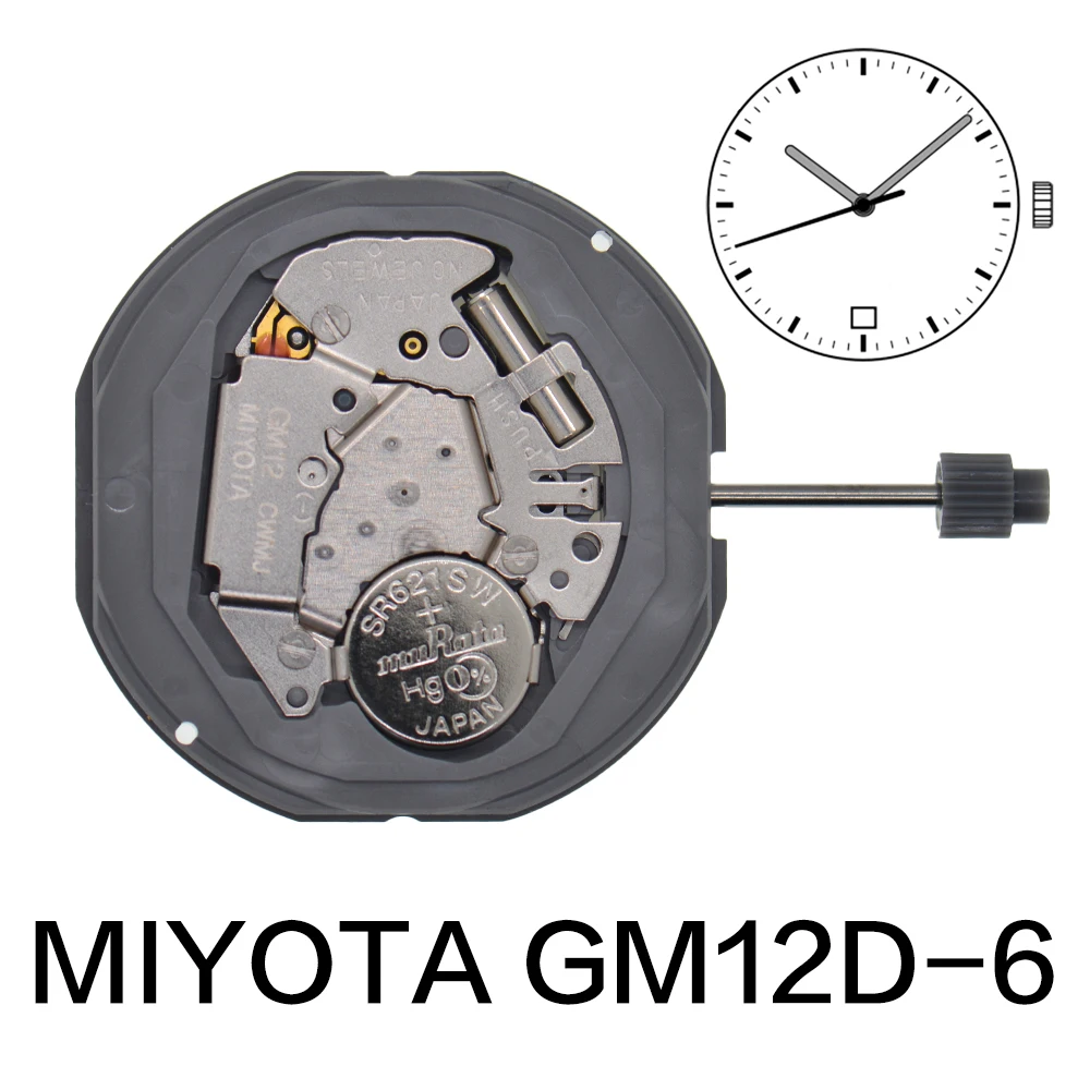 Miyota-Movimiento de GM12-6 GM12, accesorio de repuesto para reloj, Delgado, con 3 manos