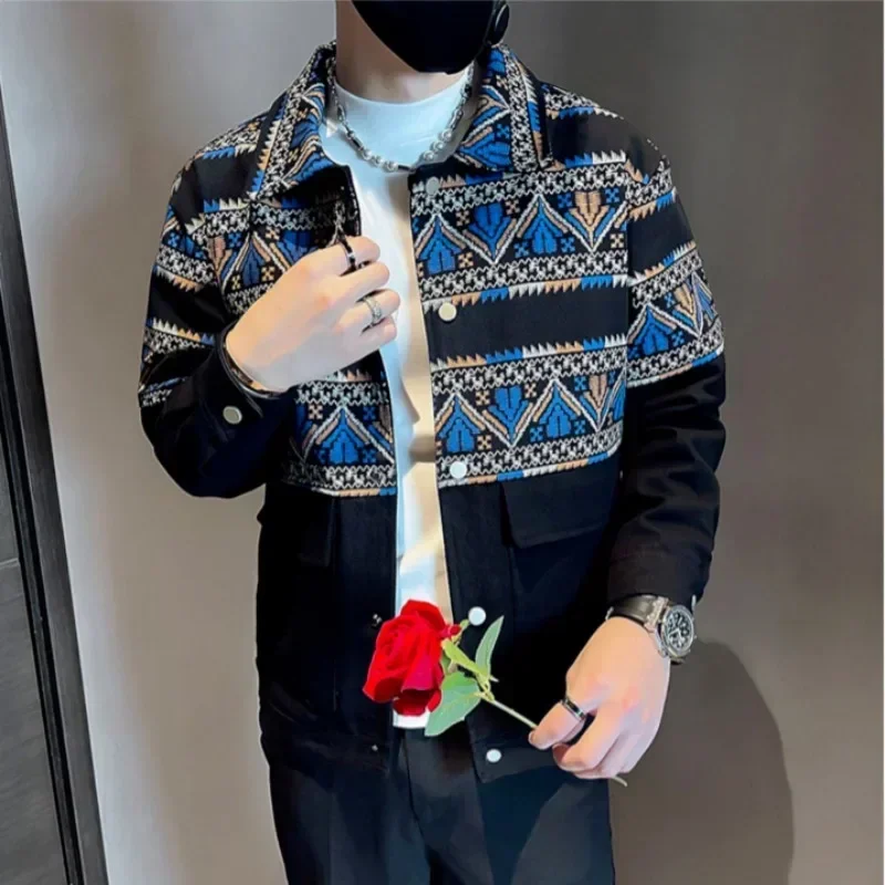 New In Spring Autumn Man Coat Printed Korean Reviews Many Harajuku Cold Cheap Clothes Offer Stylish Jacket for Men Aesthetic Y2k