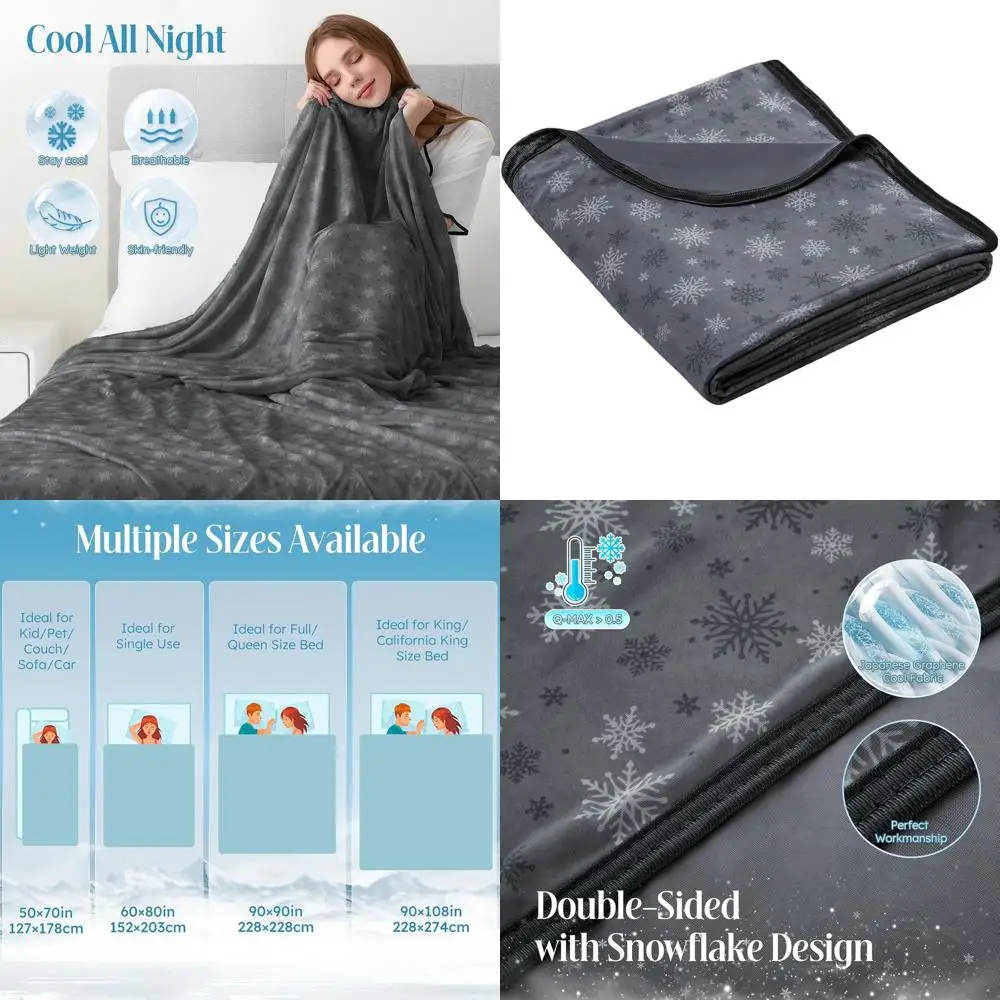 

Легкое летнее охлаждающее одеяло для тех, кто страдает от жары - идеально для кровати, дивана или кушетки (черное, размер King Size 90x108)