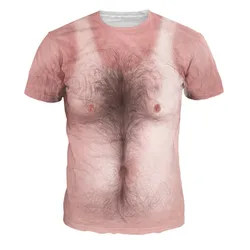 Fun Men's 3d Hair Printed T-shirt Short Sleeve Ugly Summer T-shirt Men's Top Clothing