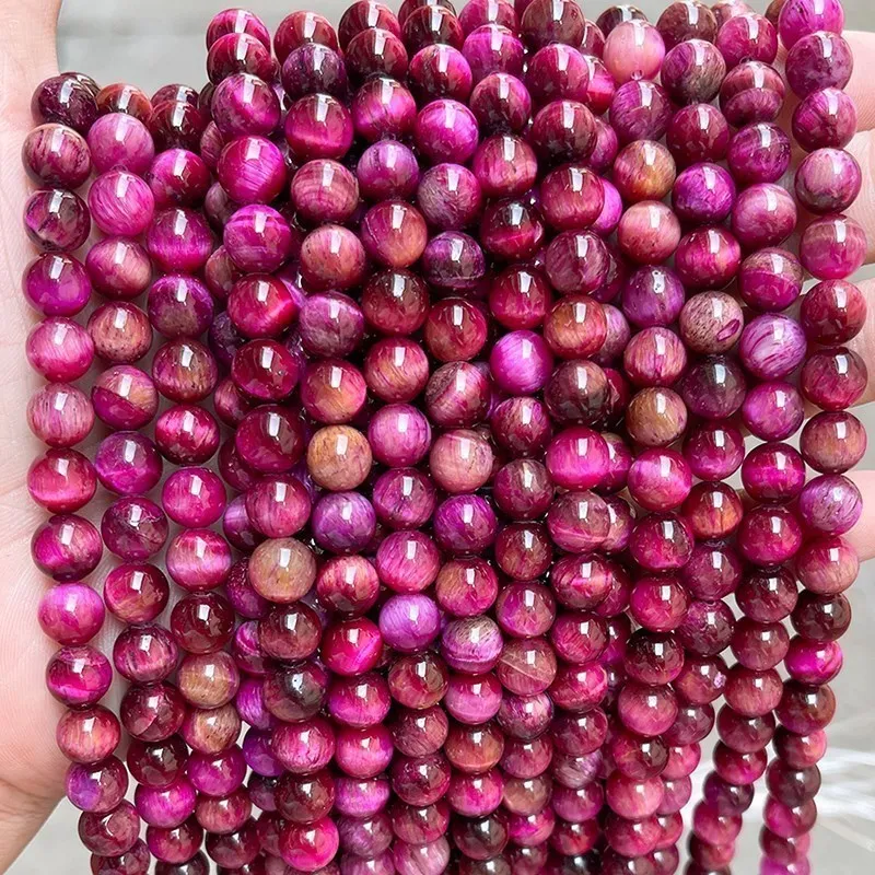 Natural Stone Blue Tiger Eyes Bead Round Loose Spacer Yellow Red Beads For Jewelry Making Bracelets Handmade Diy Accessories