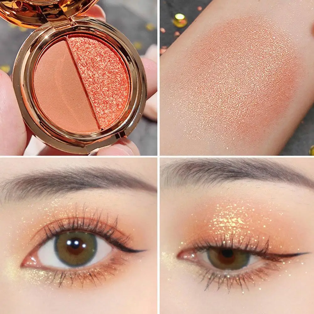 2 In 1 Oogschaduwpalet Pompoenpruim Bruin Matte Glitter Schoonheid Cosmetische Oogschaduw Blijvende Poeder Waterdichte Natuurlijke Makeu W6d0