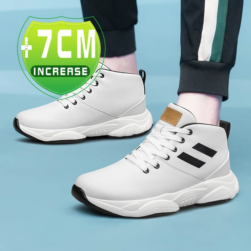 Elevator Shoes Height Increased Shoes For Men Sneakers Increasing Shoes Man Genuine Leather 7cm Breathable Designer