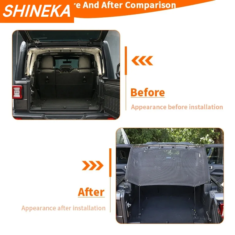 SHINEKA Car Trunk Sun Protection Sunshade Cover Heat Insulation Net for Jeep Wrangler JL 4-Doors 2018 Up Protection Accessories