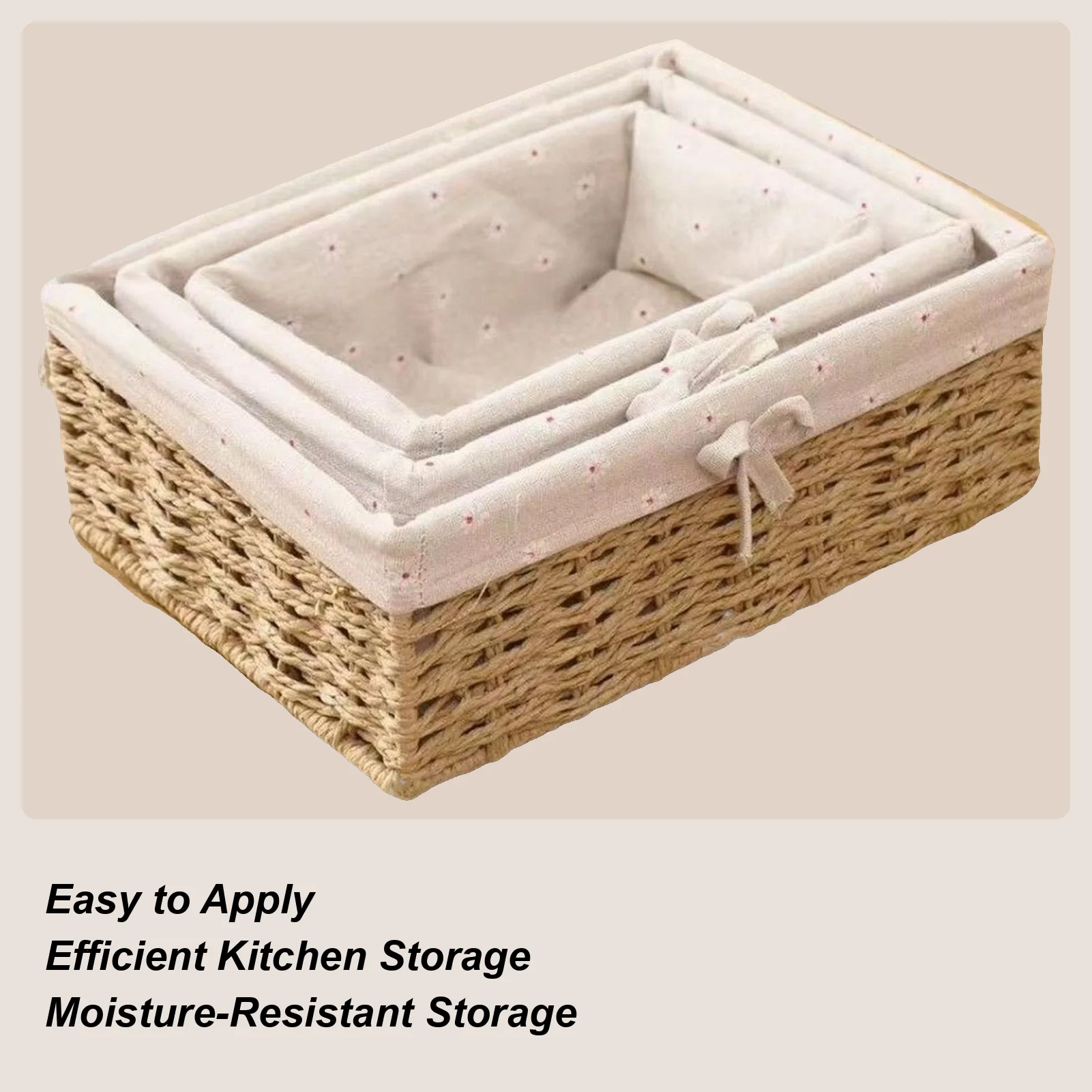 

Bread Baskets For Serving Rectangular Tabletop Woven Serving Baskets 3 Piece Storage Bins Sundries Rustic For Kitchen Counter