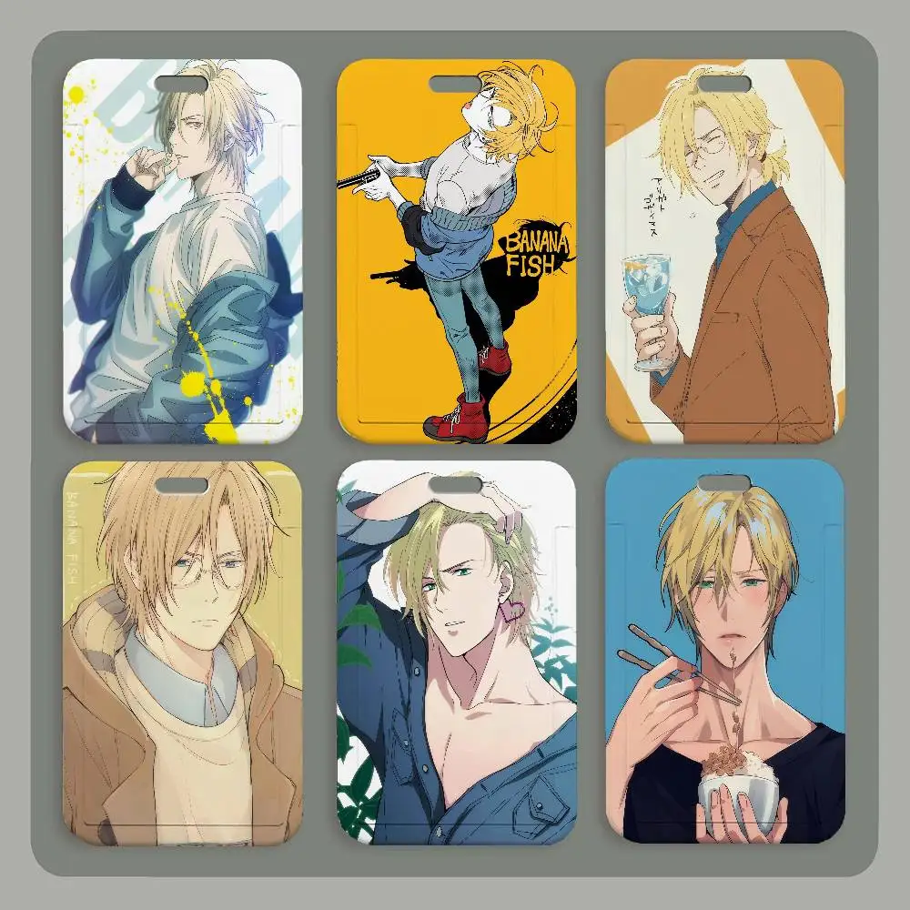 

Banana Fish Hot Anime Ash Lynx ID Card Holder Neck Strap Pendant Door Badge Holder Lanyards Keychain Work Credential Case Gift
