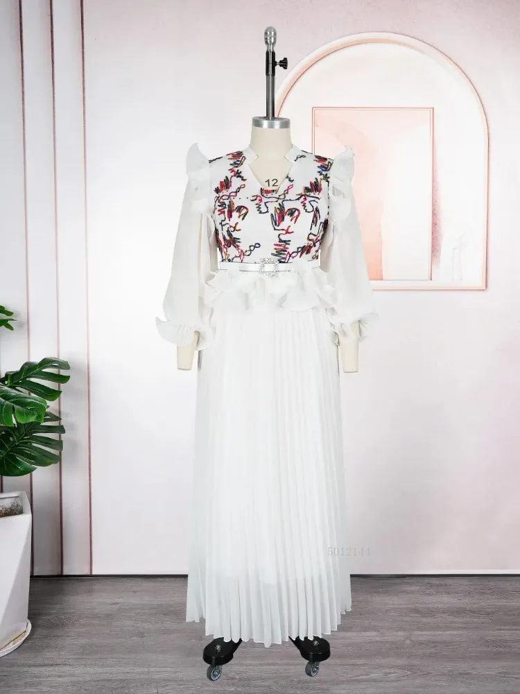 2026 Spring Chiffon Long Dresses Elegant Women Wedding Birthday Party Gown  Pleated Maxi Dress African Clothes Dubai Abaya Kaftan - AliExpress 200000345