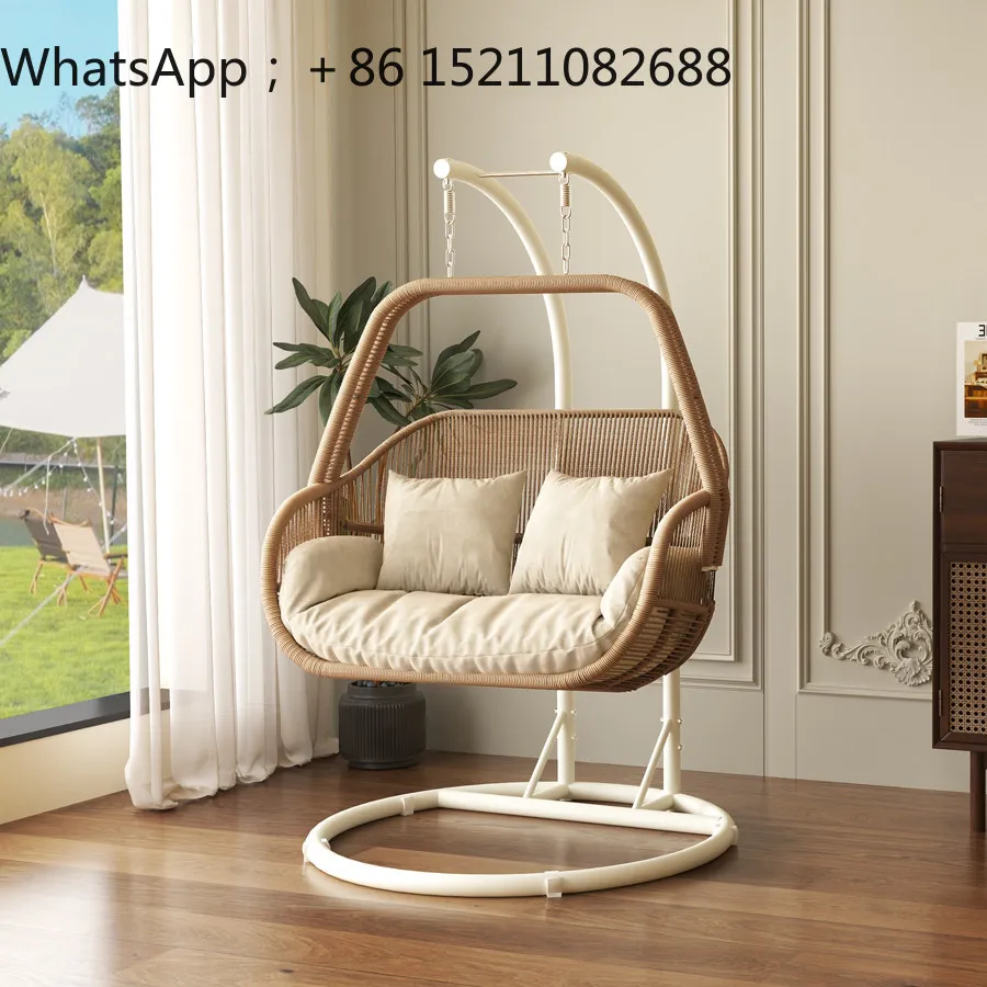 LLY Hanging Basket Rattan Chair Balcony Indoor Home Leisure Bird's Nest Swing Chair Outdoor Cradle Hanging Chair