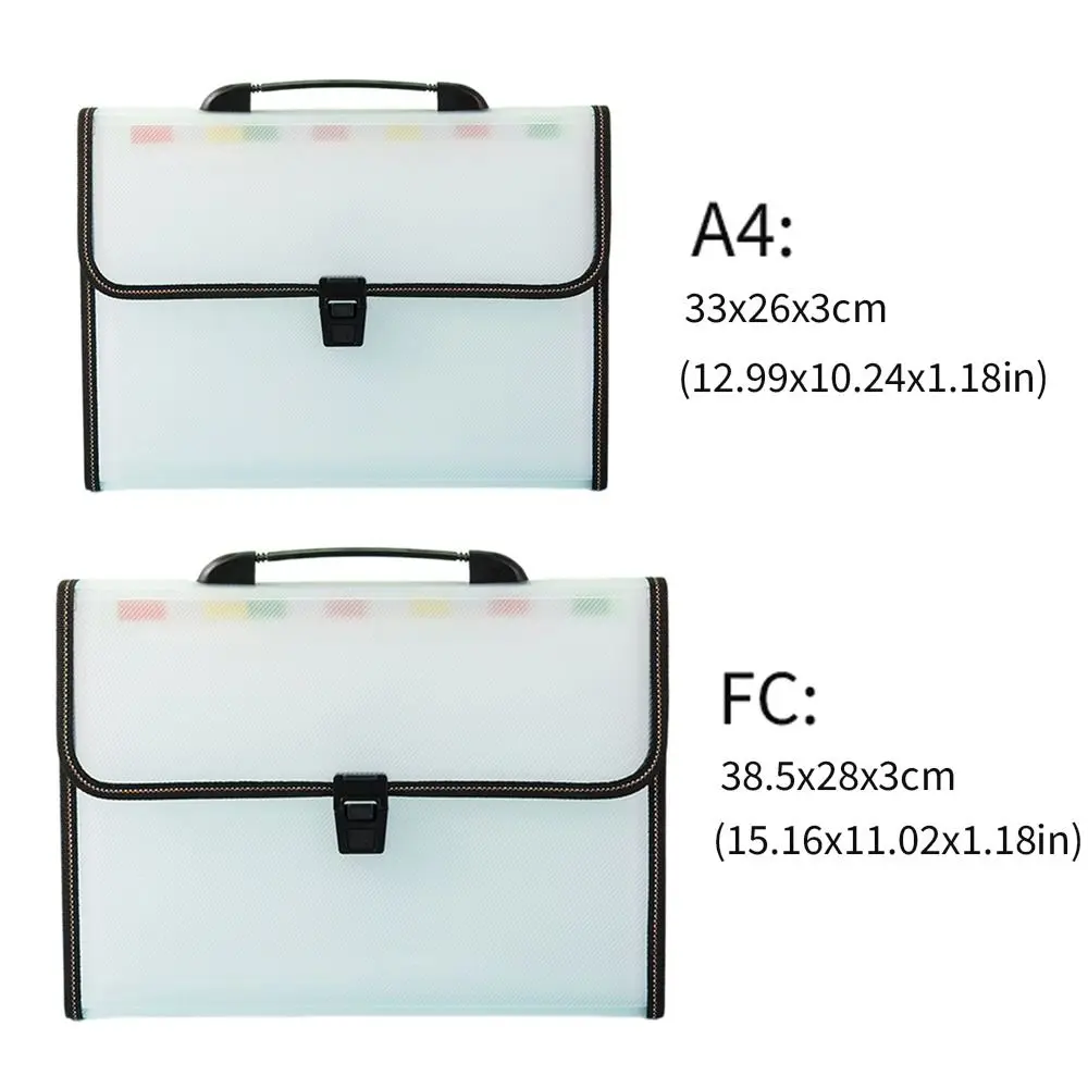 Durable Plastics Paper File Organizer Large Capacity A4 FC Size Briefcase With Handle Document Bag Data Contract Bill Storage