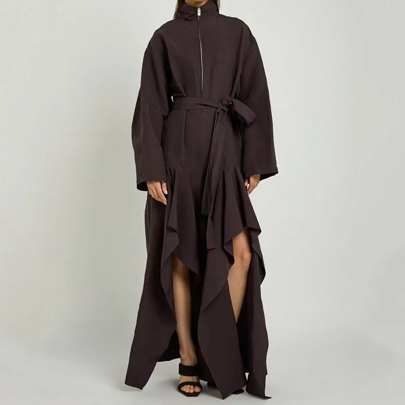 Women's Jumpsuit New Summer 2026 Ruffled Slim Fit Jumpsuit Irregular Women's Bodysuit Belt Decoration Women's Jacket Y2K Coat