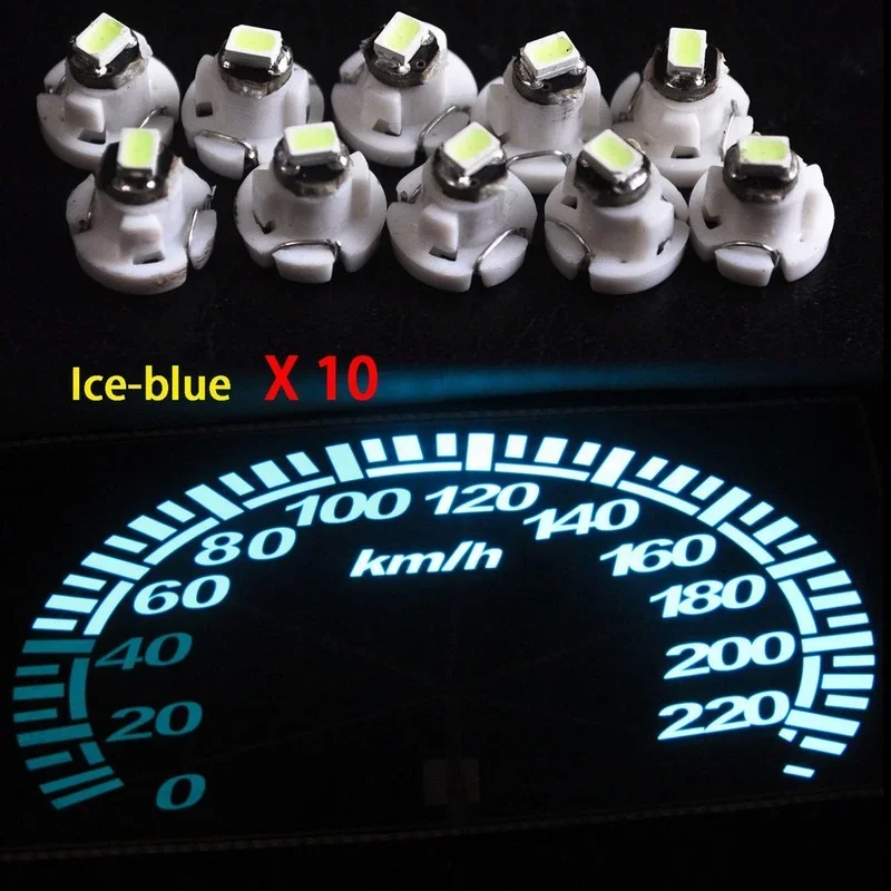 10pcs Ice Blue Neo Wedge T4.2 1SMD LED 12-14V DC Car Cluster Instrument Dash Dashboard Gauge Climate Light Bulbs Car Accessories
