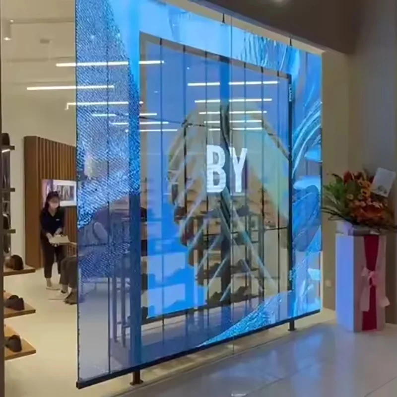 

P3.91-7.84 Adhesive LED Transparent Film Screen on Glass Advertising Video Wall