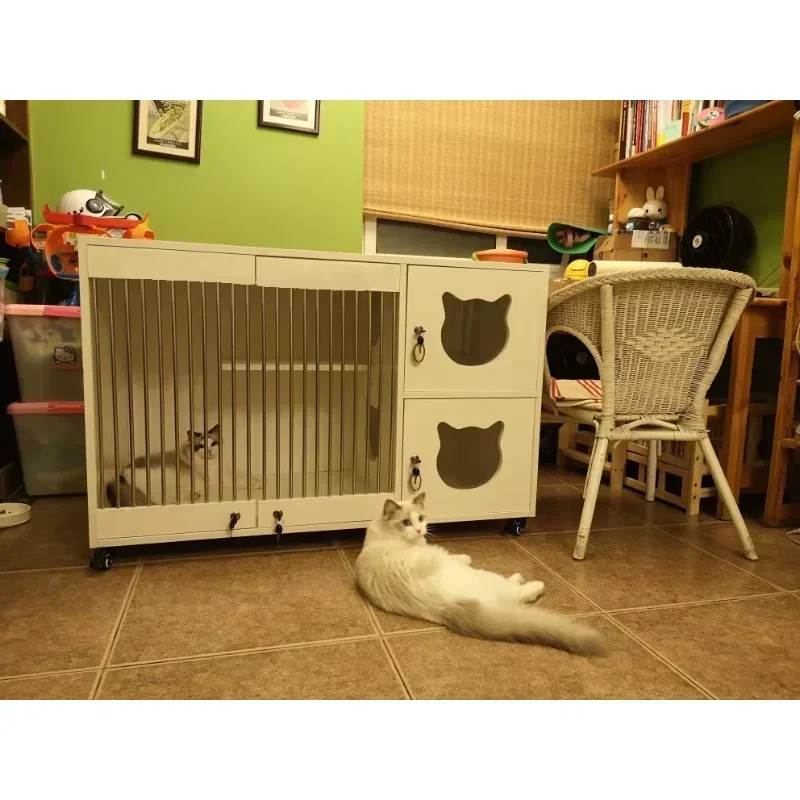 

Wooden And Steel Pet Cat Display Cages Fence With Scratching post