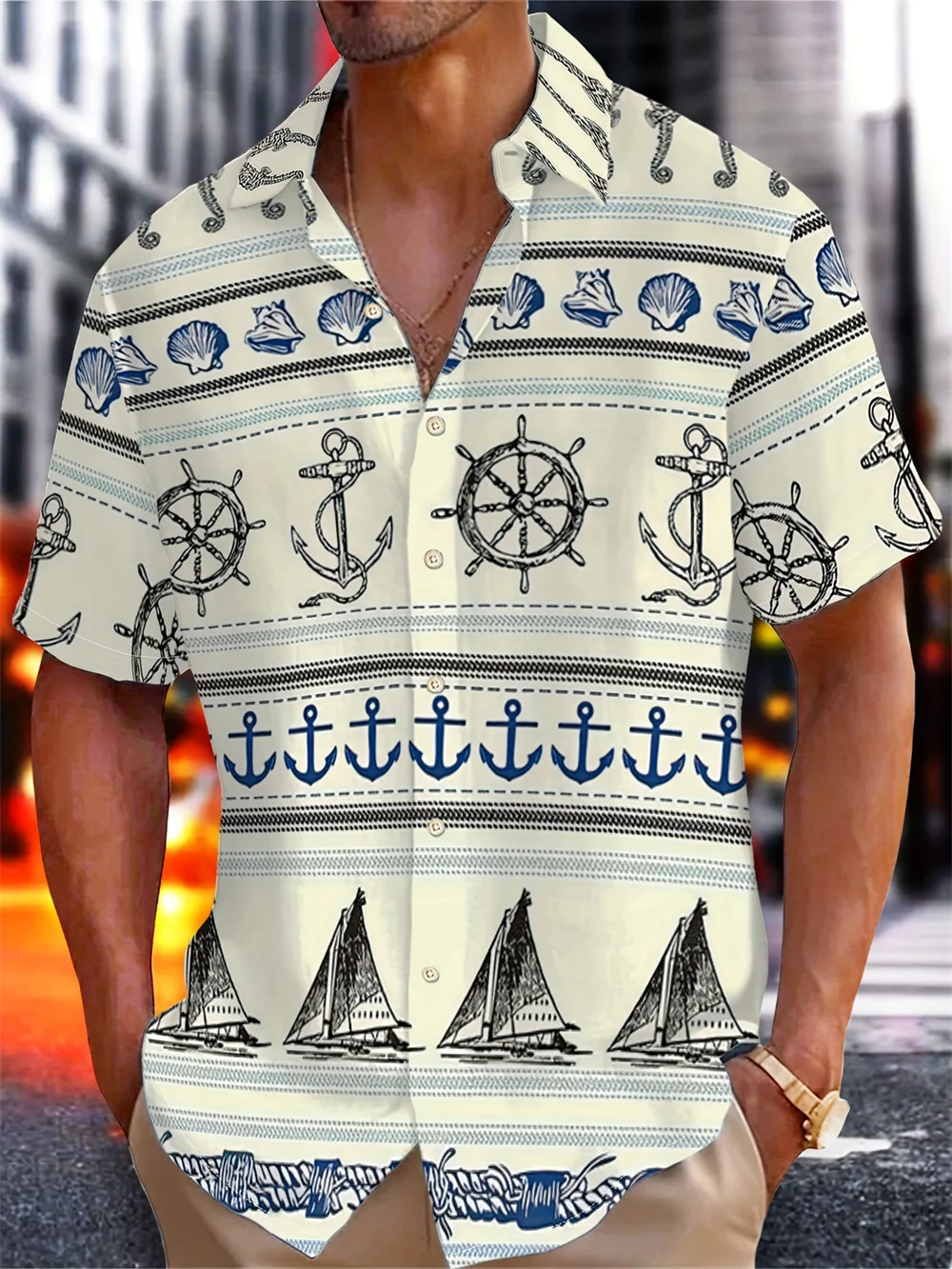 

Men Shirts Sailing Ship 3d Print Casual Short Sleeved Shirt Men's Shirt Summer Fashion Hawaiian Shirt Man Casual Men's Clothing